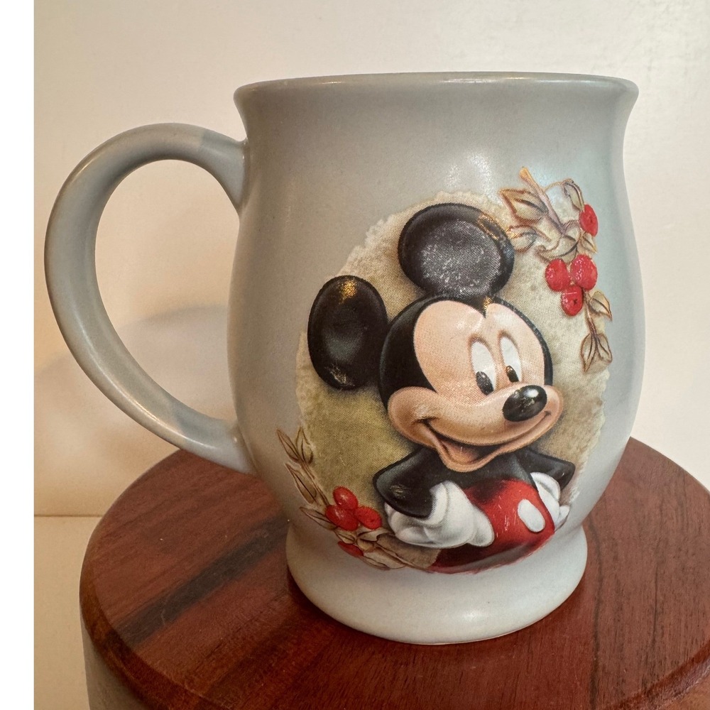 Disney Store Mickey Mouse 3D Mug Vintage Style Gray Relief Coffee Cup
